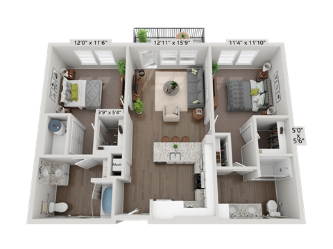 Floor plan image of B2, 2-bedroom apartment
